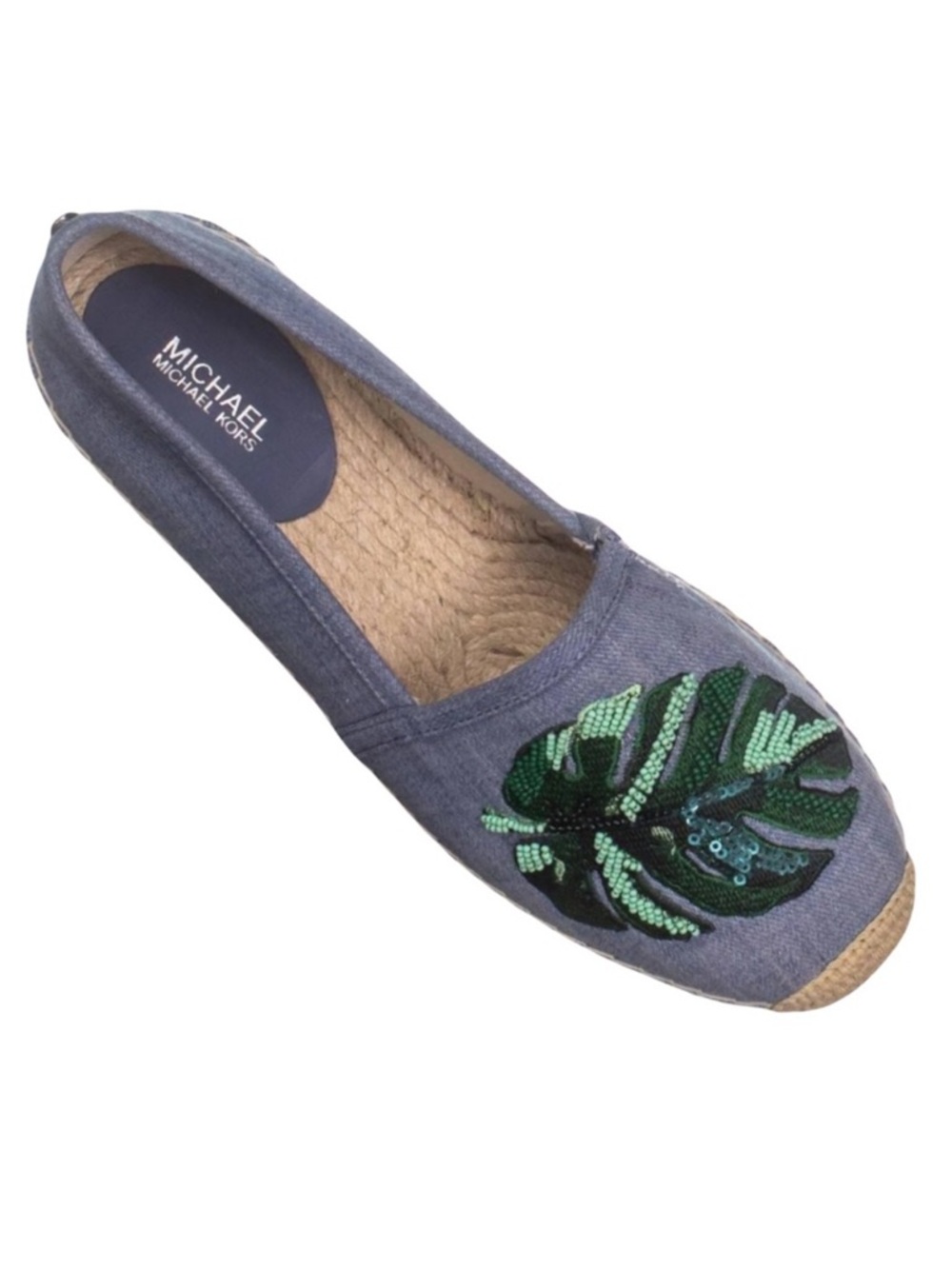 MICHAEL Michael Kors Kendrick Slip On Espadrille Flats
Denim Beaded Palm Size 8